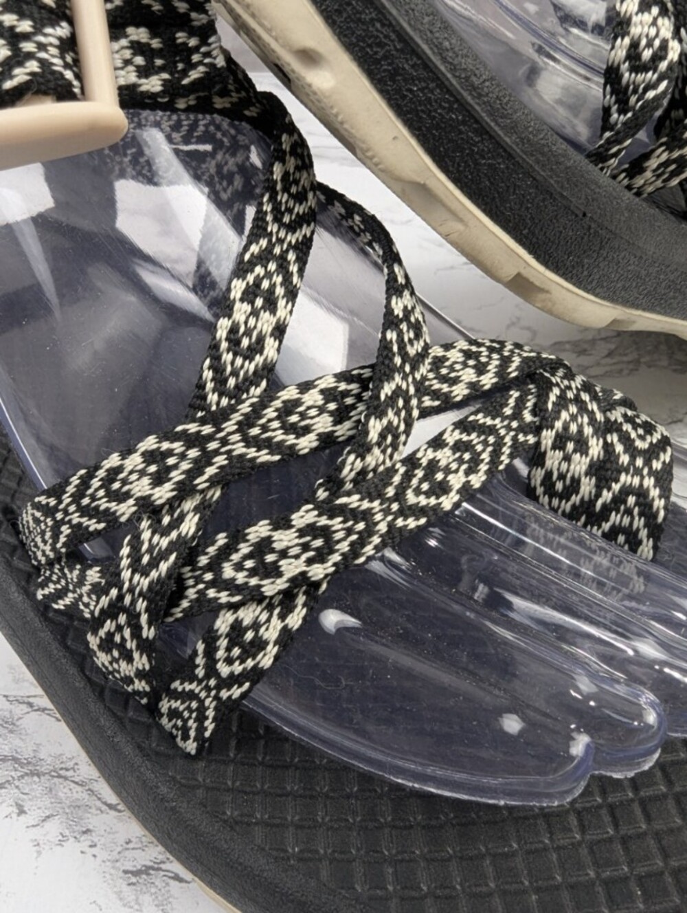 Chaco ZX/2 Cloud Sandal Women's Size 7 Double Strap Toe Loop Geometric Tan Black - Picture 7 of 14